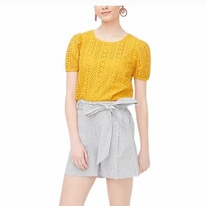 J.Crew Bronzed Topaz Eyelet Puff Sleeve Blouse Top